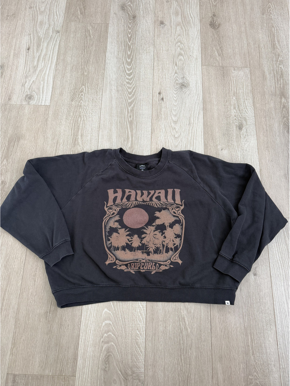 Rip Curl Hawaii Graphic Crewneck Sweatshirt XS Black